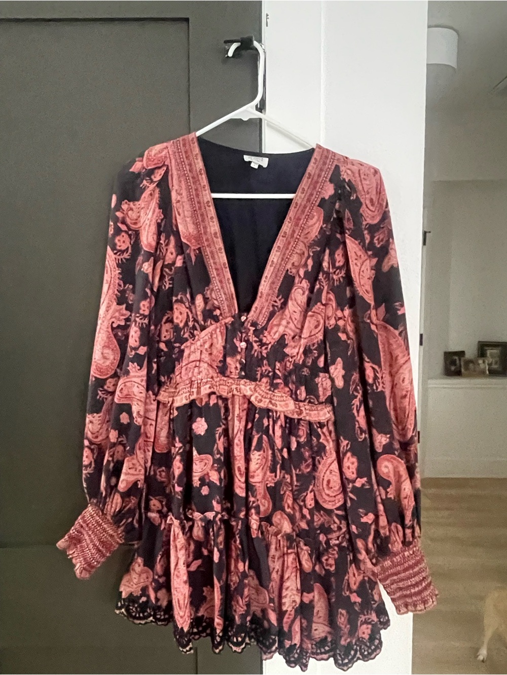Hemant and Nandita Luana Boho Paisley V-Neck Dress